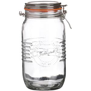 Urban Living Voorraadpot/bewaarpot - 1.5L - glas - met beugelsluiting - D14 x H22 cm -