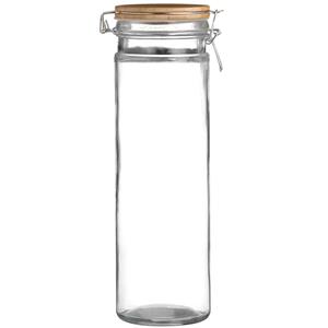 Urban Living Voorraadpot/bewaarpot - 1,9L - glas - met beugelsluiting - bamboe deksel -