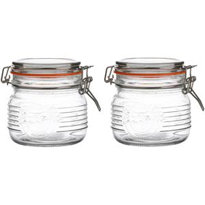 Urban Living Voorraadpot/bewaarpot - 2x - 500 ml - glas - met beugelsluiting - D11 x H11 cm -