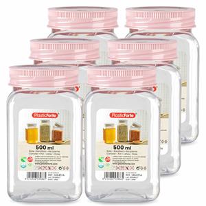 PlasticForte Voorraadpot/bewaarpot - 6x - 500 ml - kunststof - oud roze - B7 x H13 cm -