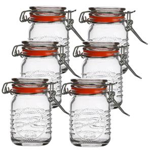 Urban Living Voorraadpotje/kruidenpotje - 10x - mini - 70 ml - glas - met beugelsluiting - D5 x H8 cm -