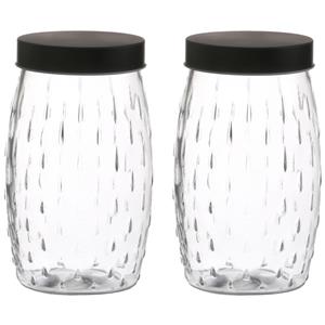 Urban Living Voorraadpot/bewaarpot Mora - 2x - 2L - glas - zwart - D13 x H22 cm -