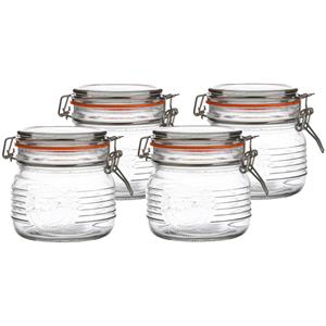 Urban Living Voorraadpot/bewaarpot - 4x - 500 ml - glas - met beugelsluiting - D11 x H11 cm -