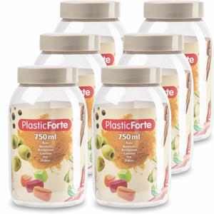 PlasticForte Voorraadpot/bewaarpot - 6x - 750 ml - kunststof - beige - B9 x H15 cm -