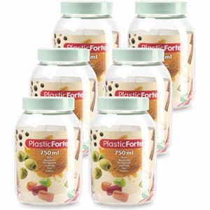 PlasticForte Voorraadpot/bewaarpot - 6x - 750 ml - kunststof - mint groen - B9 x H15 cm -
