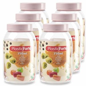 PlasticForte Voorraadpot/bewaarpot - 6x - 750 ml - kunststof - oud roze - B9 x H15 cm -