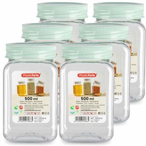 PlasticForte Voorraadpot/bewaarpot - 10x - 500 ml - kunststof - mint groen - B7 x H13 cm -