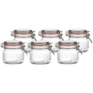 Urban Living Voorraadpot/bewaarpot - 6x - 500 ml - glas - met beugelsluiting - D11 x H11 cm -