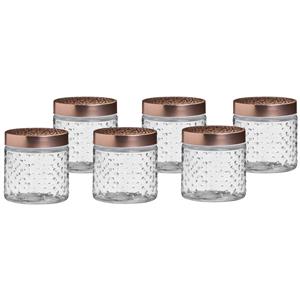Urban Living Voorraadpot/bewaarpot Blair - 6x - 500 ml - glas - koperen deksel - D11 x H13 cm -
