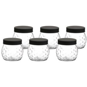 Urban Living Voorraadpot/bewaarpot Mora - 6x - 1L - glas - zwart - D13 x H13 cm -
