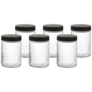 Urban Living Voorraadpot/bewaarpot Roma - 6x - 1L - glas - zwart - D12 x H17 cm -