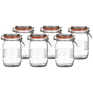 Urban Living Voorraadpot/bewaarpot - 6x - 1L - glas - met beugelsluiting - D14 x H17 cm -