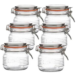 Urban Living Voorraadpot/bewaarpot - 10x - 500 ml - glas - met beugelsluiting - D11 x H11 cm -