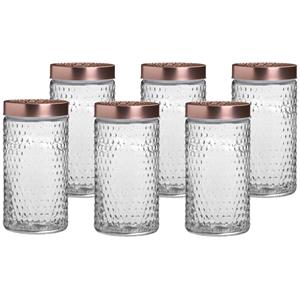 Urban Living Voorraadpot/bewaarpot Blair - 6x - 1.5L - glas - koperen deksel - D12 x H22 cm -