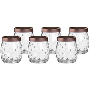 Urban Living Voorraadpot/bewaarpot Beau - 6x - 2L - glas - koperen deksel - D13 x H22 cm -