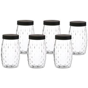Urban Living Voorraadpot/bewaarpot Mora - 6x - 2L - glas - zwart - D13 x H22 cm -