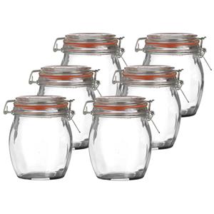 Urban Living Voorraadpot/bewaarpot - 10x - 750 ml - glas - met beugelsluiting - D11 x H14 cm -
