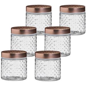 Urban Living Voorraadpot/bewaarpot Blair - 10x - 500 ml - glas - koperen deksel - D11 x H13 cm -