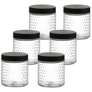 Urban Living Voorraadpot/bewaarpot Roma - 10x - 500 ml - glas - zwart - D12 x H12 cm -