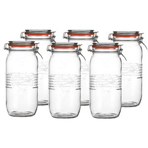 Urban Living Voorraadpot/bewaarpot - 6x - 2L - glas - met beugelsluiting - D14 x H27 cm -