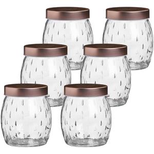 Urban Living Voorraadpot/bewaarpot Beau - 10x - 1L - glas - koperen deksel - D13 x H13 cm -