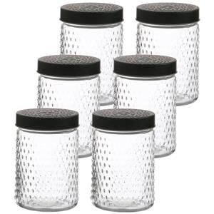 Urban Living Voorraadpot/bewaarpot Roma - 10x - 1L - glas - zwart - D12 x H17 cm -