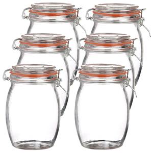 Urban Living Voorraadpot/bewaarpot - 10x - 1L - glas - met beugelsluiting - D10 x H17 cm -