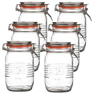Urban Living Voorraadpot/bewaarpot - 10x - 1L - glas - met beugelsluiting - D14 x H17 cm -