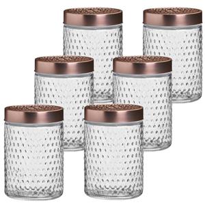 Urban Living Voorraadpot/bewaarpot Blair - 10x - 1L - glas - koperen deksel - D12 x H17 cm -