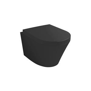 Boss & Wessing Rimless Wandcloset BWS Mark Mat Zwart PK Met Mark Toiletzitting Softclose En Quick Release Mat Zwart