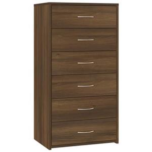 VidaXL Dressoir met 6 lades 50x34x96 cm bewerkt hout bruineikenkleurig