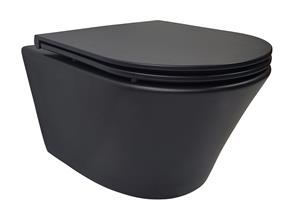 Mueller Juda hangend toilet randloos met softclose toiletzitting zwart mat