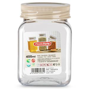Voorraadpot/bewaarpot - 400 ml - kunststof - beige - B7 x H11 cm -