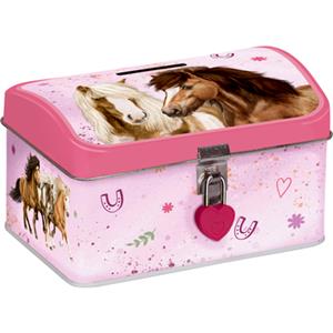 Die spiegelburg Spardose Pferdefreunde mit Schloss bunt