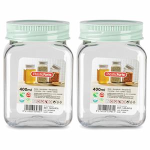 PlasticForte Voorraadpot/bewaarpot - 2x - 400 ml - kunststof - mint groen - B7 x H11 cm -