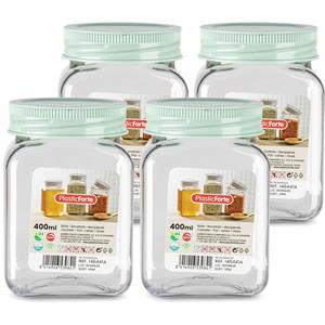 PlasticForte Voorraadpot/bewaarpot - 4x - 400 ml - kunststof - mint groen - B7 x H11 cm -