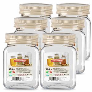 PlasticForte Voorraadpot/bewaarpot - 6x - 400 ml - kunststof - beige - B7 x H11 cm -