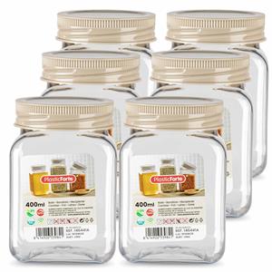 PlasticForte Voorraadpot/bewaarpot - 10x - 400 ml - kunststof - beige - B7 x H11 cm -