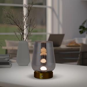 Naeve Leuchten Näve LED decoratie-tafellamp 5305758 accu kap rookgrijs