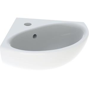 Bastia hoekfontein rond m. kraangat m. overloop 45.5x40cm wit 501.611.00.1
