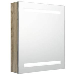 vidaXL Badezimmerspiegelschrank LED-Bad-Spiegelschrank Weiß und Eichen-Optik 50x14x60 cm