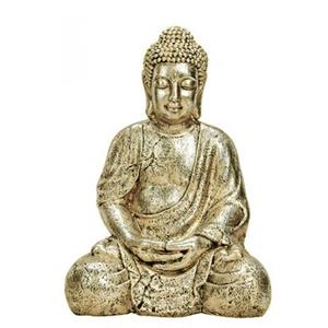 Boeddha beeld - binnen en buiten - licht goud - polystone - 43 cm -