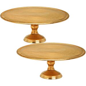 G. Wurm Set van 2x stuks etageres 1-laags/kaarsenplateau goud van metaal B31 x H12 cm -