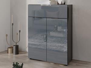 Mobistoxx Commode OAKLAIR 2 deuren en 1 lade grafiet/hoogglans grijs
