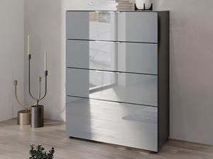 Mobistoxx Commode OAKLAIR 4 lades grafiet/hoogglans grijs