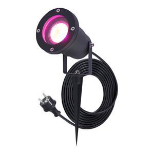 HOFTRONIC™ Sydney smart prikspot - GU10 - Plug & Play - RGBWW - 5.5 Watt - WiFi & Bluetooth - Voor buiten - Priklamp - Zwart - Grondspies - 1.5 meter netsnoer