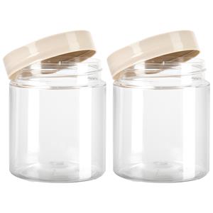 PlasticForte Voorraadpot/bewaarpot - 2x - 600 ml - kunststof - beige - B10 x H12 cm -