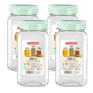 PlasticForte Voorraadpot/bewaarpot - 4x - 600 ml - kunststof - mint groen - B7 x H15 cm -