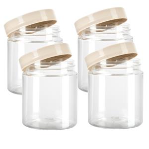 PlasticForte Voorraadpot/bewaarpot - 4x - 600 ml - kunststof - beige - B10 x H12 cm -