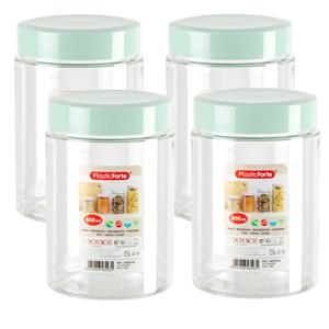 PlasticForte Voorraadpot/bewaarpot - 4x - 800 ml - kunststof - mint groen- B10 x H15 cm -